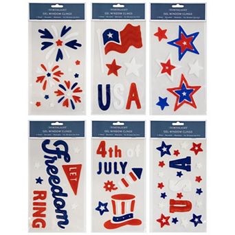 Northlight Double Sided Fourth of July Celebration Gel Window Clings 6-pack Set