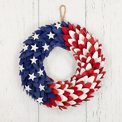 Northlight Petals and Stars Wooden Americana Wreath