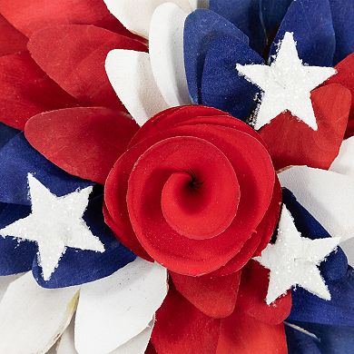 Northlight Americana Petals & Rose Artificial Wooden Floral Wreath