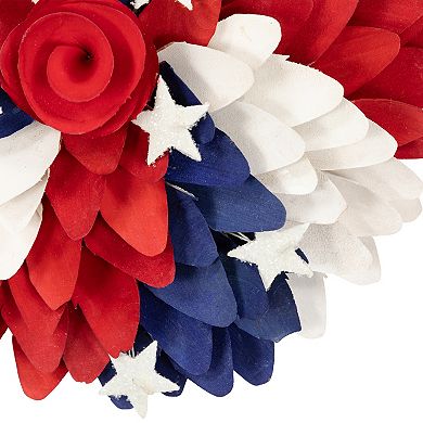 Northlight Americana Petals & Rose Artificial Wooden Floral Wreath