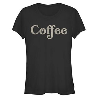 Juniors' Coffee Creamy Font Big Title Fitted Graphic Tee