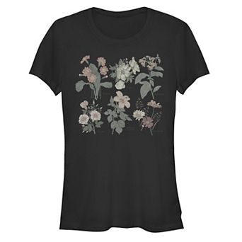 Juniors' Soft Floral Fitted Graphic Tee