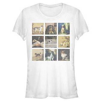 Juniors' Collage Of Dog Paintings Fitted Graphic Tee