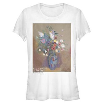 Juniors' Bouquet of Flowers Painting Fitted Graphic Tee