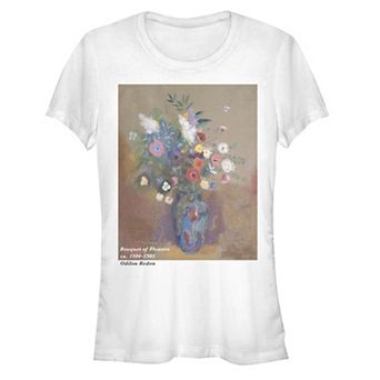 Juniors' Bouquet of Flowers Painting Fitted Graphic Tee