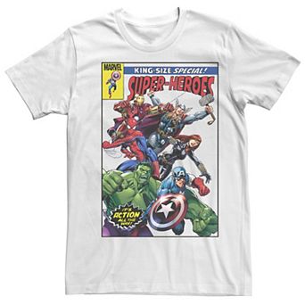 Men's Avengers Superheroes Comic Cover Graphic Tee