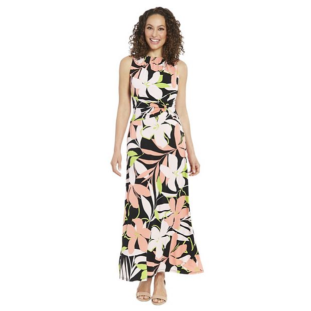 Women's London Times Tropical Floral Print Side Twist