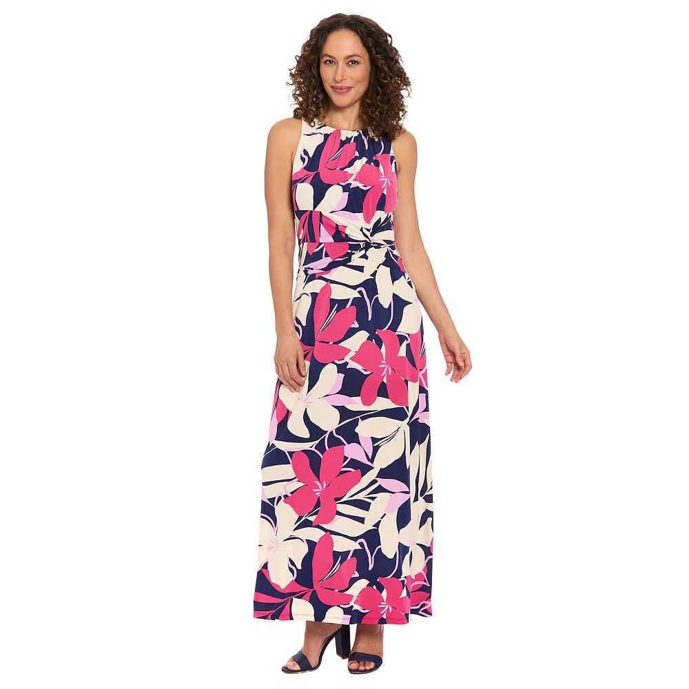 Women's London Times Tropical Floral Print Side Twist