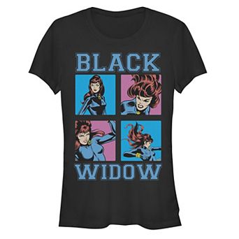 Juniors' Black Widow Comic Portraits Graphic Tee