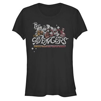 Juniors' The The Avengers Earth's Mightiest Superheroes Graphic Tee