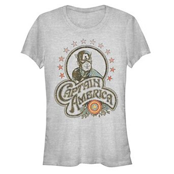 Juniors' Captain America Retro Poster Graphic Tee
