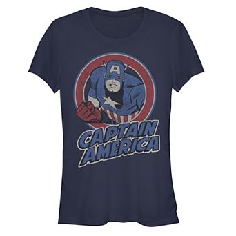 Juniors' Captain America Vintage Stamp Graphic Tee