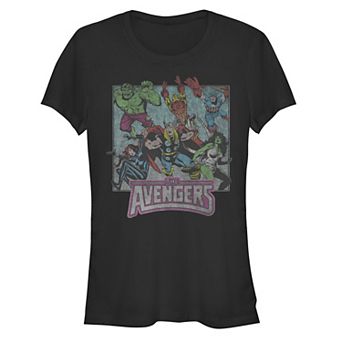 Juniors' The Avengers Vintage Action Poster Graphic Tee
