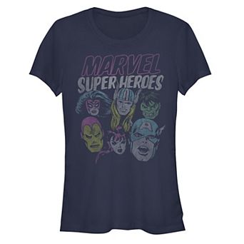 Juniors' Marvel Superheroes Vintage Graphic Tee
