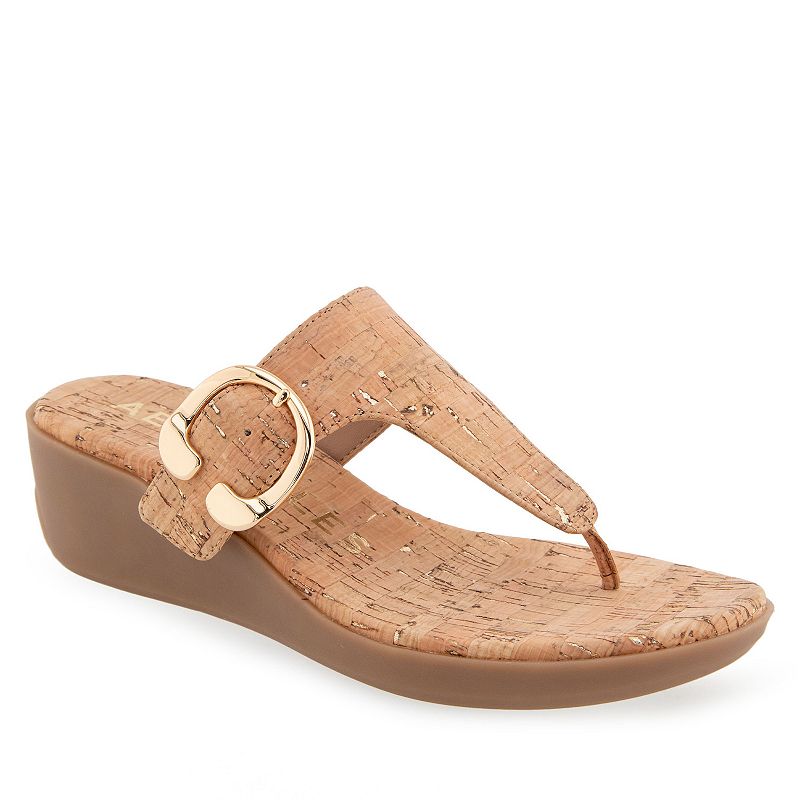 Aerosoles Izola Women's Wedge Sandals, Size: 7.5, Brown Gold Flecks