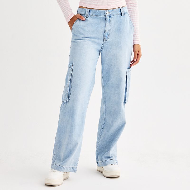 Juniors' Vanilla Star Wide Leg Cargo Pants