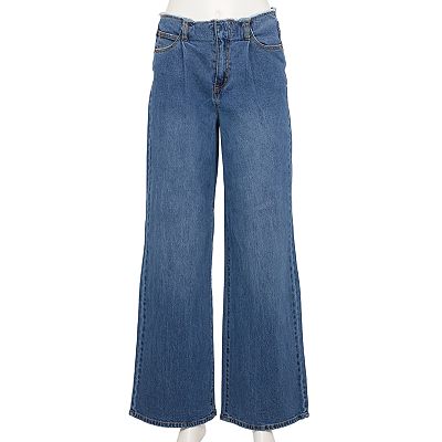 Juniors' Vanilla Star Frayed Waist Flare Leg Jeans