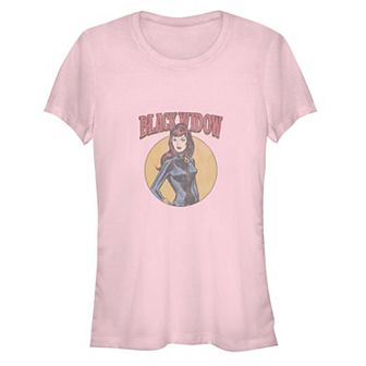Juniors' Black Widow Vintage Stamp Graphic Tee