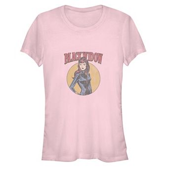 Juniors' Black Widow Vintage Stamp Graphic Tee