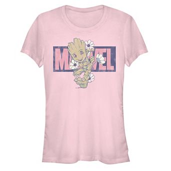 Juniors' Guardians Of The Galaxy Groot Floral Runner Graphic Tee