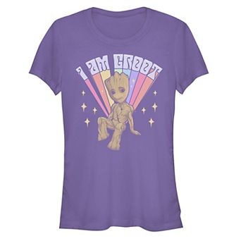 Juniors' Guardians Of The Galaxy I Am Groot Rainbow Graphic Tee