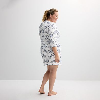 Plus Size Miss Elaine Essentials Micro Velvet Short Nightgown