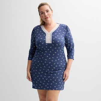 Plus Size Miss Elaine Essentials Micro Velvet Short Nightgown