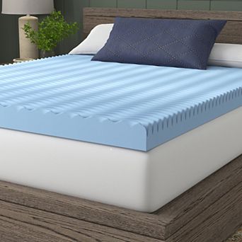 Vibe 4” Wave Convoluted Gel Memory Foam Mattress Topper