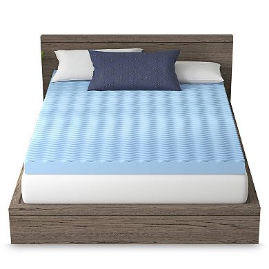 Vibe 4” Wave Convoluted Gel Memory Foam Mattress Topper