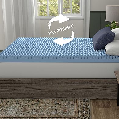 Vibe 4” Wave Convoluted Gel Memory Foam Mattress Topper