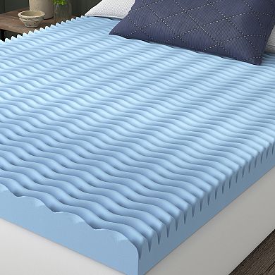 Vibe 4” Wave Convoluted Gel Memory Foam Mattress Topper