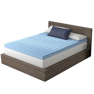 Vibe 4” Wave Convoluted Gel Memory Foam Mattress Topper