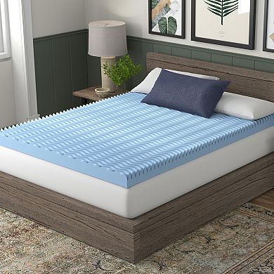 Vibe 4” Wave Convoluted Gel Memory Foam Mattress Topper