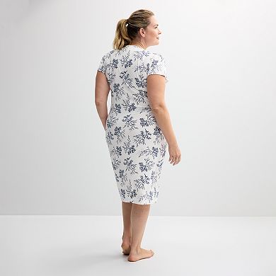 Plus Size Miss Elaine Essentials Micro Velvet Long Nightgown