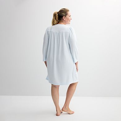 Plus Size Miss Elaine Essentials Honeycomb Short Gown