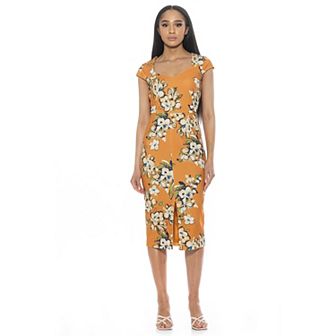Women's ALEXIA ADMOR Gia Sweetheart Cap Sleeve Front Slit Dress