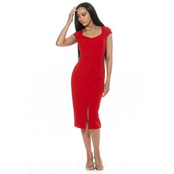 Women's ALEXIA ADMOR Gia Sweetheart Cap Sleeve Front Slit Dress