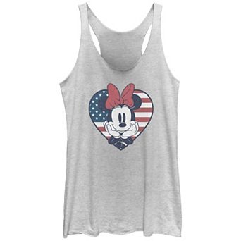 Disney's Minnie Mouse Patriotic Heart Tri-Blend Juniors' Racerback Graphic Tank Top