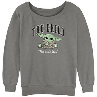 Juniors' The Mandalorian Child Collegiate Graphic Slouchy Terry