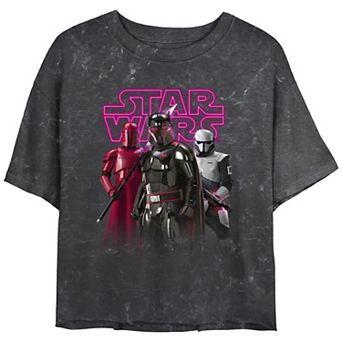 Juniors' The Mandalorian Dark Side Mineral Wash Crop Top Graphic Tee