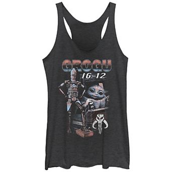 Juniors' The Mandalorian Grogu IG-12 Portrait Tri-Blend Racerback Graphic Tank Top