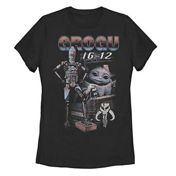 Juniors' The Mandalorian Grogu IG-12 Portrait Graphic Tee