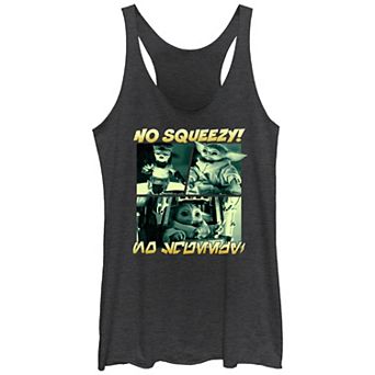 Juniors' The Mandalorian No Squeezy Tri-Blend Racerback Graphic Tank Top