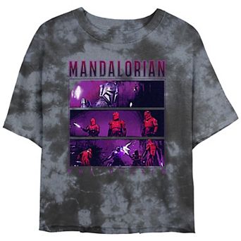 Juniors' The Mandalorian Figtht Bombard Wash Crop Top Graphic Tee
