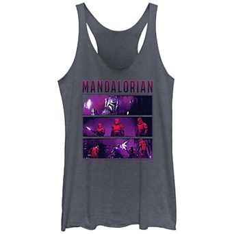 Juniors' The Mandalorian Figtht Tri-Blend Racerback Graphic Tank Top