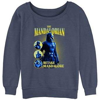 Juniors' The Mandalorian Retake Mandalore Slouchy Terry Graphic Pullover