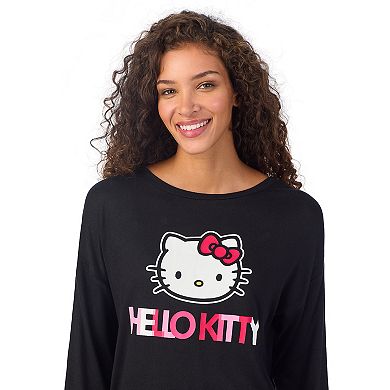 Women's Hello Kitty Long Sleeve Pajama Top & Banded Bottom Pajama Pants Sleep Set