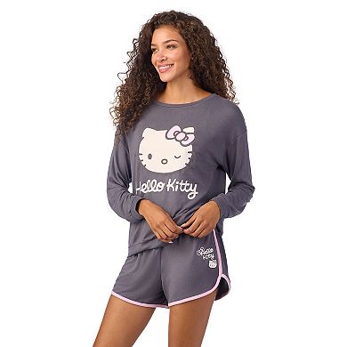 Women's Hello Kitty Long Sleeve Pajama Top & Pajama Shorts Set