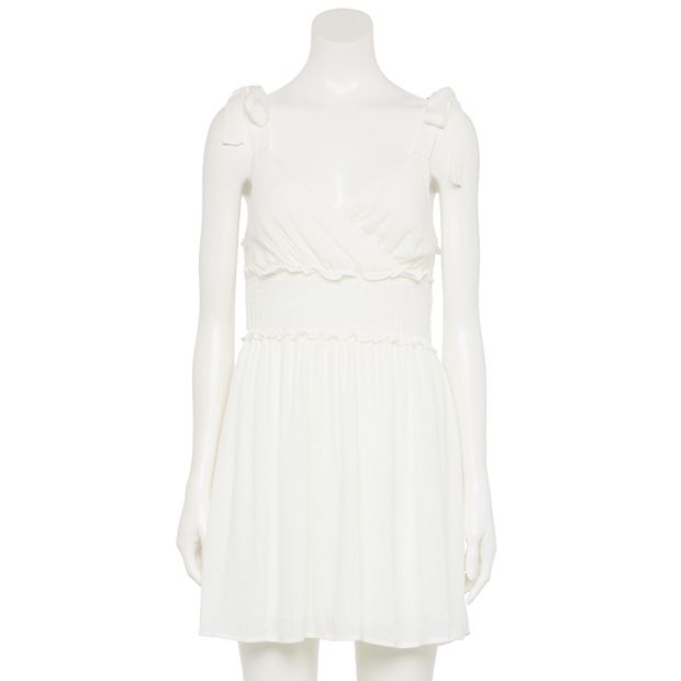 ★LUVISTRUE★BASIC ILOVEU HOOD LAYERED DRESS(WHITE)★正規品 Juniors' Liberty Love Tie Shoulder Dress