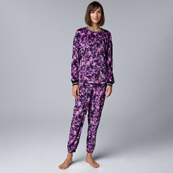 Women's Simply Vera Vera Wang Long Sleeve Pajama Top & Pajama Bottoms Set